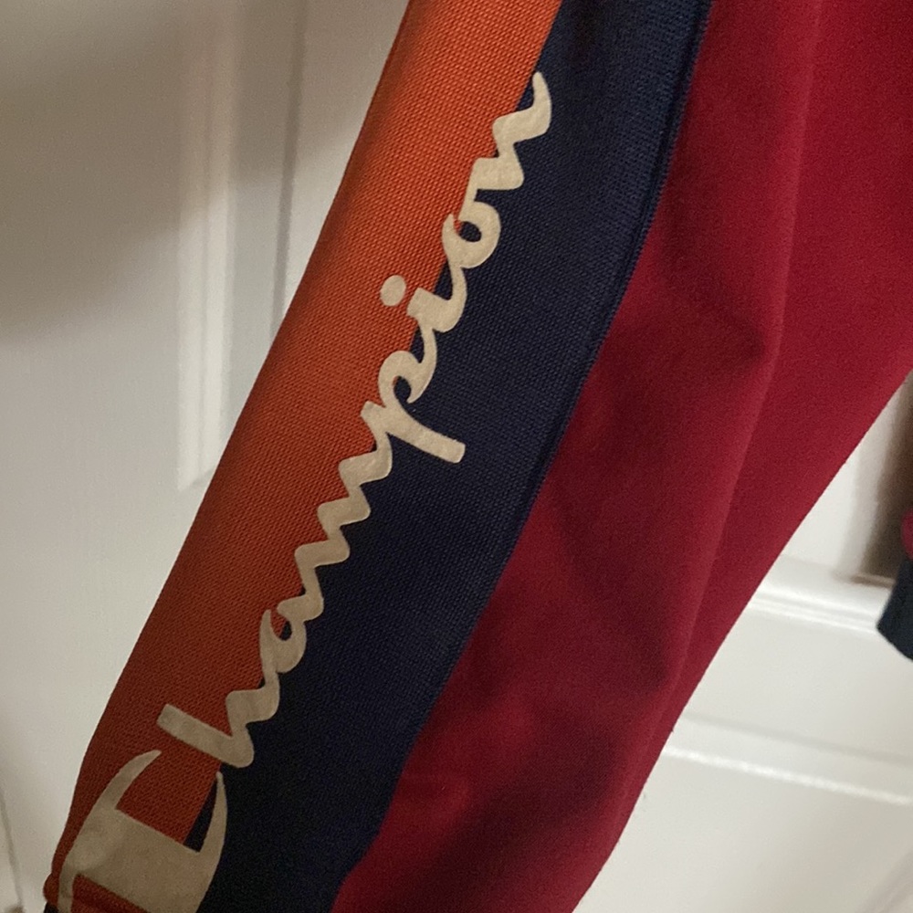 Champion Red Jogger pants track orange blue logo stripe - Picture 7 of 8